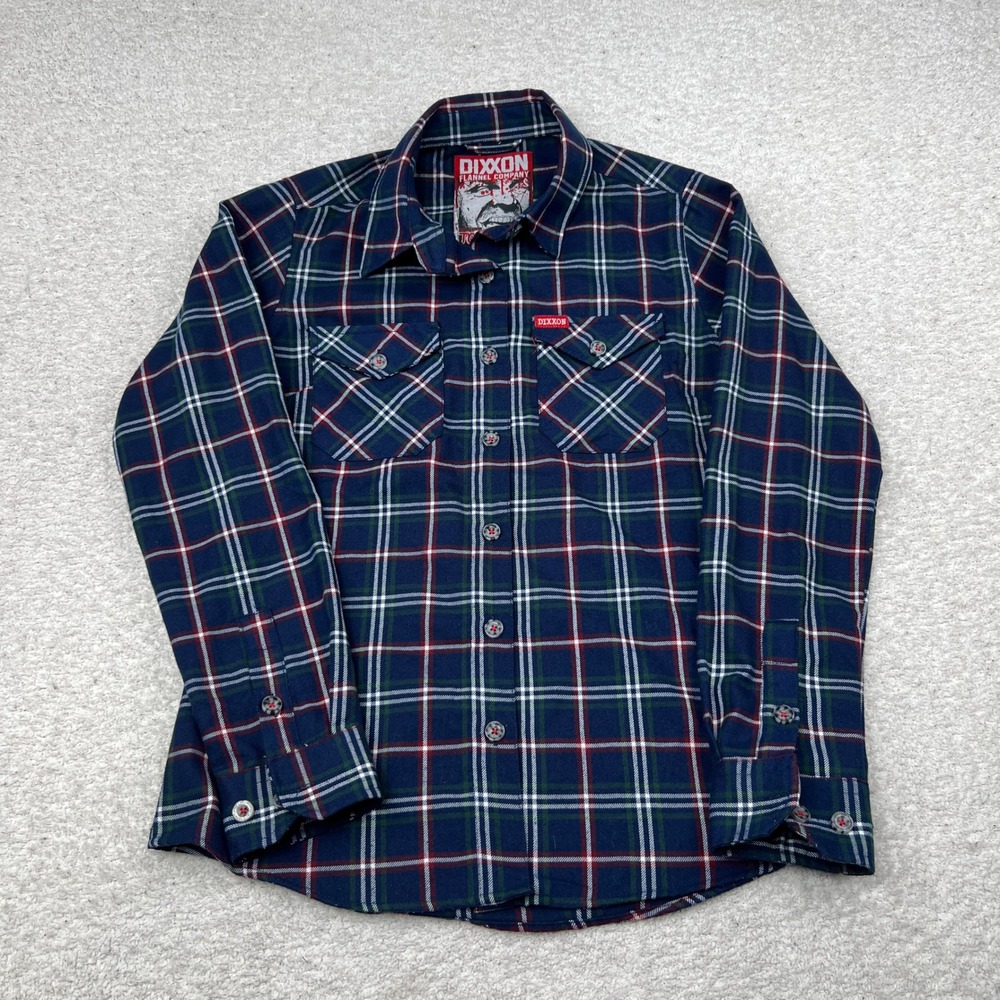Dixxon Flannel Co Torrance Women Small Navy‎ Blue Green Plaid D-Tech Shirt S